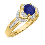 Photo of Clema 1 3/8 CT. T.W. Sapphire and Diamond Matching Bridal Ring Set 10K Yellow Gold [BT868YE-C000]