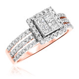 Photo of Amina 1 1/3 ct tw. Princess Cluster Trio Set 10K Rose Gold [BT806RE-C000]