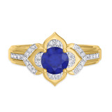 Photo of Clema 1 3/8 Carat T.W. Sapphire and Diamond Matching Bridal Ring Set 14K Yellow Gold [BT868YE-C000]