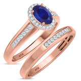 Photo of Chrisoula 7/8 CT. T.W. Sapphire and Diamond Matching Bridal Ring Set 14K Rose Gold [BR869R-C000]