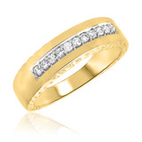 Photo of Amina 1 1/3 ct tw. Princess Cluster Trio Set 10K Yellow Gold [BT109YM]