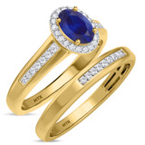 Photo of Chrisoula 7/8 CT. T.W. Sapphire and Diamond Matching Bridal Ring Set 10K Yellow Gold [BR869Y-C000]