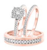 Photo of Marlow 7/8 ct tw. Round Cluster Trio Set 10K Rose Gold [BT809R-C000]