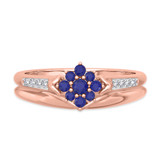 Photo of Neeja 3/8 CT. T.W. Sapphire and Diamond Matching Bridal Ring Set 10K Rose Gold [BR870R-C000]