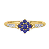 Photo of Neeja 3/8 CT. T.W. Sapphire and Diamond Matching Bridal Ring Set 10K Yellow Gold [BT870YE-C000]