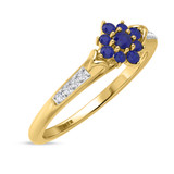Photo of Neeja 3/8 CT. T.W. Sapphire and Diamond Matching Bridal Ring Set 10K Yellow Gold [BT870YE-C000]