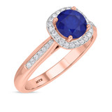 Photo of Delphine 1 3/8 Carat T.W. Sapphire and Diamond Matching Bridal Ring Set 14K Rose Gold [BT871RE-C000]