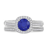 Photo of Delphine 1 3/8 Carat T.W. Sapphire and Diamond Matching Bridal Ring Set 10K White Gold [BR871W-C000]