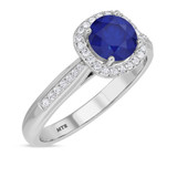Photo of Delphine 1 3/8 Carat T.W. Sapphire and Diamond Matching Bridal Ring Set 10K White Gold [BT871WE-C000]