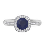 Photo of Delphine 1 3/8 CT. T.W. Sapphire and Diamond Matching Bridal Ring Set 14K White Gold [BT871WE-C000]