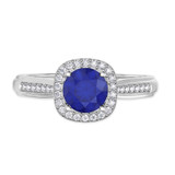 Photo of Delphine 1 3/8 CT. T.W. Sapphire and Diamond Matching Bridal Ring Set 14K White Gold [BT871WE-C000]
