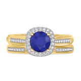 Photo of Delphine 1 3/8 Carat T.W. Sapphire and Diamond Matching Bridal Ring Set 10K Yellow Gold [BR871Y-C000]