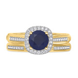 Photo of Delphine 1 3/8 Carat T.W. Sapphire and Diamond Matching Bridal Ring Set 14K Yellow Gold [BR871Y-C000]