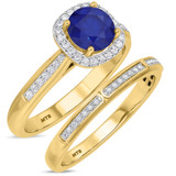 Photo of Delphine 1 3/8 Carat T.W. Sapphire and Diamond Matching Bridal Ring Set 14K Yellow Gold [BR871Y-C000]