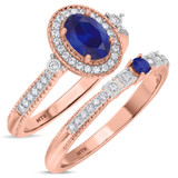 Photo of Magnol 1 CT. T.W. Sapphire and Diamond Matching Bridal Ring Set 10K Rose Gold [BR872R-C000]