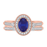 Photo of Magnol 1 CT. T.W. Sapphire and Diamond Matching Bridal Ring Set 14K Rose Gold [BR872R-C000]