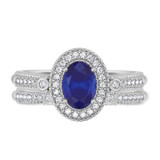 Photo of Magnol 1 CT. T.W. Sapphire and Diamond Matching Bridal Ring Set 10K White Gold [BR872W-C000]