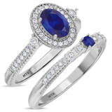 Photo of Magnol 1 CT. T.W. Sapphire and Diamond Matching Bridal Ring Set 10K White Gold [BR872W-C000]