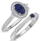 Photo of Magnol 1 CT. T.W. Sapphire and Diamond Matching Bridal Ring Set 10K White Gold [BR872W-C000]