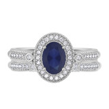 Photo of Magnol 1 CT. T.W. Sapphire and Diamond Matching Bridal Ring Set 14K White Gold [BR872W-C000]