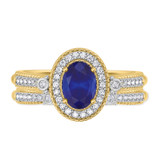 Photo of Magnol 1 Carat T.W. Sapphire and Diamond Matching Bridal Ring Set 14K Yellow Gold [BR872Y-C000]