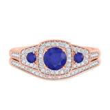 Photo of Diantha 1 1/10 CT. T.W. Sapphire and Diamond Matching Bridal Ring Set 10K Rose Gold [BR873R-C000]