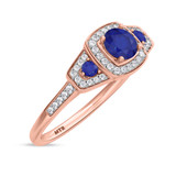 Photo of Diantha 1 1/10 CT. T.W. Sapphire and Diamond Matching Bridal Ring Set 10K Rose Gold [BT873RE-C000]