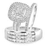 Photo of Kylee 1 2/3 ct tw. Princess Cluster Trio Set 10K White Gold [BT812W-C000]