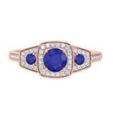 Photo of Diantha 1 1/10 CT. T.W. Sapphire and Diamond Matching Bridal Ring Set 14K Rose Gold [BT873RE-C000]