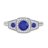 Photo of Diantha 1 1/10 CT. T.W. Sapphire and Diamond Matching Bridal Ring Set 10K White Gold [BT873WE-C000]