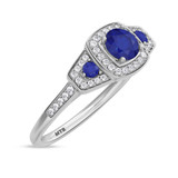 Photo of Diantha 1 1/10 CT. T.W. Sapphire and Diamond Matching Bridal Ring Set 10K White Gold [BT873WE-C000]