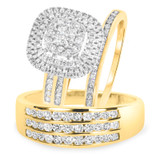 Photo of Kylee 1 2/3 ct tw. Princess Cluster Trio Set 10K Yellow Gold [BT812Y-C000]