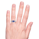 Photo of Diantha 1 1/10 CT. T.W. Sapphire and Diamond Matching Bridal Ring Set 14K White Gold [BR873W-C000] [HT]