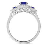 Photo of Diantha 1 1/10 CT. T.W. Sapphire and Diamond Matching Bridal Ring Set 14K White Gold [BT873WE-C000]