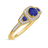 Photo of Diantha 1 1/10 CT. T.W. Sapphire and Diamond Matching Bridal Ring Set 10K Yellow Gold [BT873YE-C000]