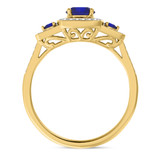 Photo of Diantha 1 1/10 CT. T.W. Sapphire and Diamond Matching Bridal Ring Set 10K Yellow Gold [BT873YE-C000]