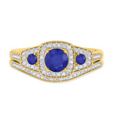 Photo of Diantha 1 1/10 Carat T.W. Sapphire and Diamond Matching Bridal Ring Set 14K Yellow Gold [BR873Y-C000]