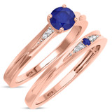 Photo of Irit 7/8 CT. T.W. Sapphire and Diamond Matching Bridal Ring Set 10K Rose Gold [BR874R-C000]
