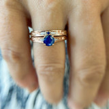 Photo of Irit 7/8 CT. T.W. Sapphire and Diamond Matching Bridal Ring Set 10K Rose Gold [BR874R-C000]