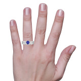 Photo of Irit 7/8 CT. T.W. Sapphire and Diamond Matching Bridal Ring Set 10K White Gold [BR874W-C000] [HT]