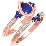 Photo of Abilia 1 1/10 CT. T.W. Sapphire and Diamond Matching Bridal Ring Set 10K Rose Gold [BR877R-C000]