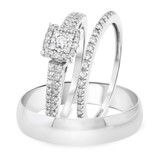Photo of Mystic 1/3 ct tw. Princess Cluster Trio Set 10K White Gold [BT814W-C000]