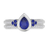 Photo of Abilia 1 1/10 Carat T.W. Sapphire and Diamond Matching Bridal Ring Set 10K White Gold [BR877W-C000]