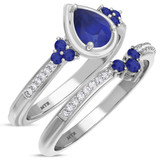 Photo of Abilia 1 1/10 Carat T.W. Sapphire and Diamond Matching Bridal Ring Set 14K White Gold [BR877W-C000]
