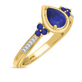 Photo of Abilia 1 1/10 Carat T.W. Sapphire and Diamond Matching Bridal Ring Set 10K Yellow Gold [BT877YE-C000]
