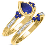 Photo of Abilia 1 1/10 Carat T.W. Sapphire and Diamond Matching Bridal Ring Set 14K Yellow Gold [BR877Y-C000]