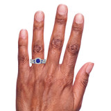 Photo of Mawar 1 CT. T.W. Sapphire and Diamond Matching Bridal Ring Set 10K White Gold [BR878W-C000] [HT-3]