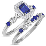 Photo of Garland 1 CT. T.W. Sapphire and Diamond Matching Bridal Ring Set 10K White Gold [BR879W-C000]