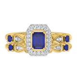 Photo of Garland 1 CT. T.W. Sapphire and Diamond Matching Bridal Ring Set 10K Yellow Gold [BR879Y-C000]
