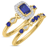 Photo of Garland 1 CT. T.W. Sapphire and Diamond Matching Bridal Ring Set 10K Yellow Gold [BR879Y-C000]